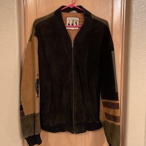 Men's Vintage 90's Studio Umen Color-block suede leather bomber jacket